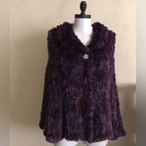 Vintage Purple Genuine Fur Cape Manteel